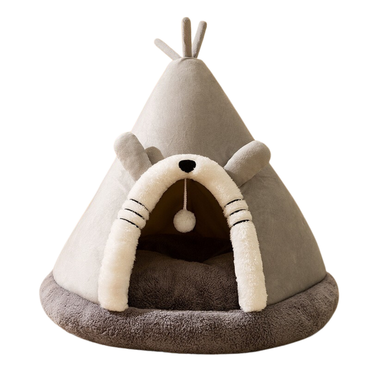 Katzenbett Zelt aus Fleece & Plüsch, 38–65 cm | Orange, Grau, Grün | Rutschhemmend, warmer Rückzugsort für Herbst & Winter 5