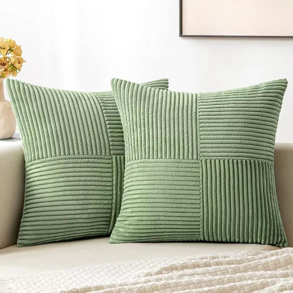 Kissenbezüge Cord 46x46 cm im 4er-Set | Boho-Stil, gerippte Textur | Verdeckter Reißverschluss, pflegeleichtes Polyester 9