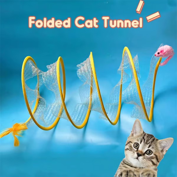 KittyMaze™ | Zusammenklappbarer Katzentunnel mit integriertem Spielzeug