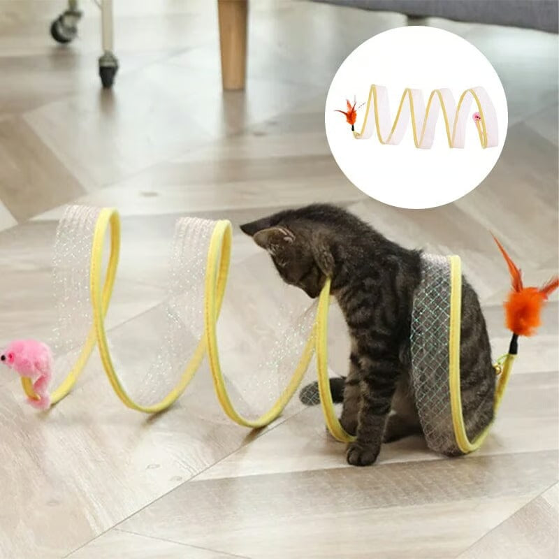 KittyMaze™ | Zusammenklappbarer Katzentunnel mit integriertem Spielzeug