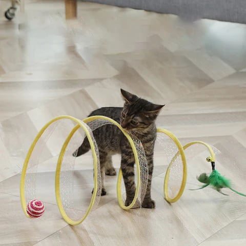 KittyMaze™ | Zusammenklappbarer Katzentunnel mit integriertem Spielzeug