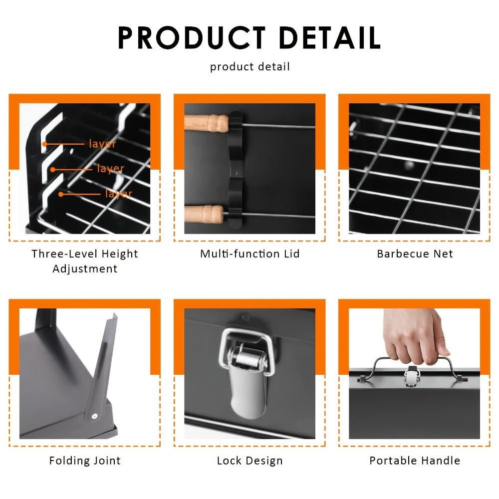 Klappbarer Gartengrill aus Stahl | Pulverbeschichtet BBQ | Camping & Garten | Foldfire