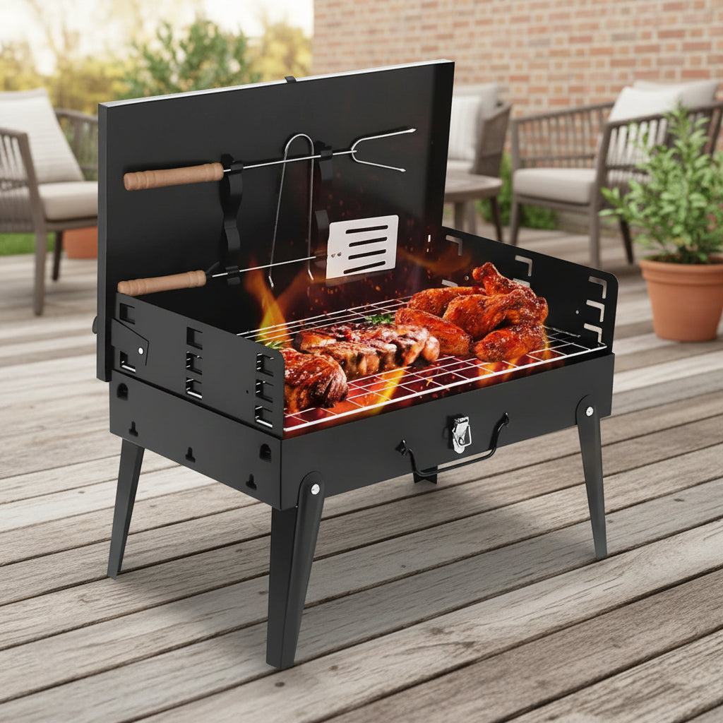 Klappbarer Gartengrill aus Stahl | Pulverbeschichtet BBQ | Camping & Garten | Foldfire