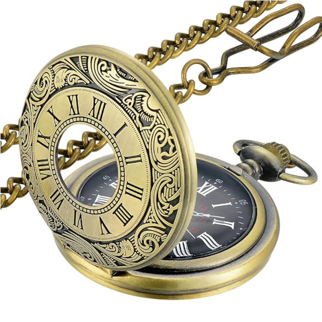 Klassische Herren-Taschenuhr | Vintage | Quarzwerk | GoldZeiger