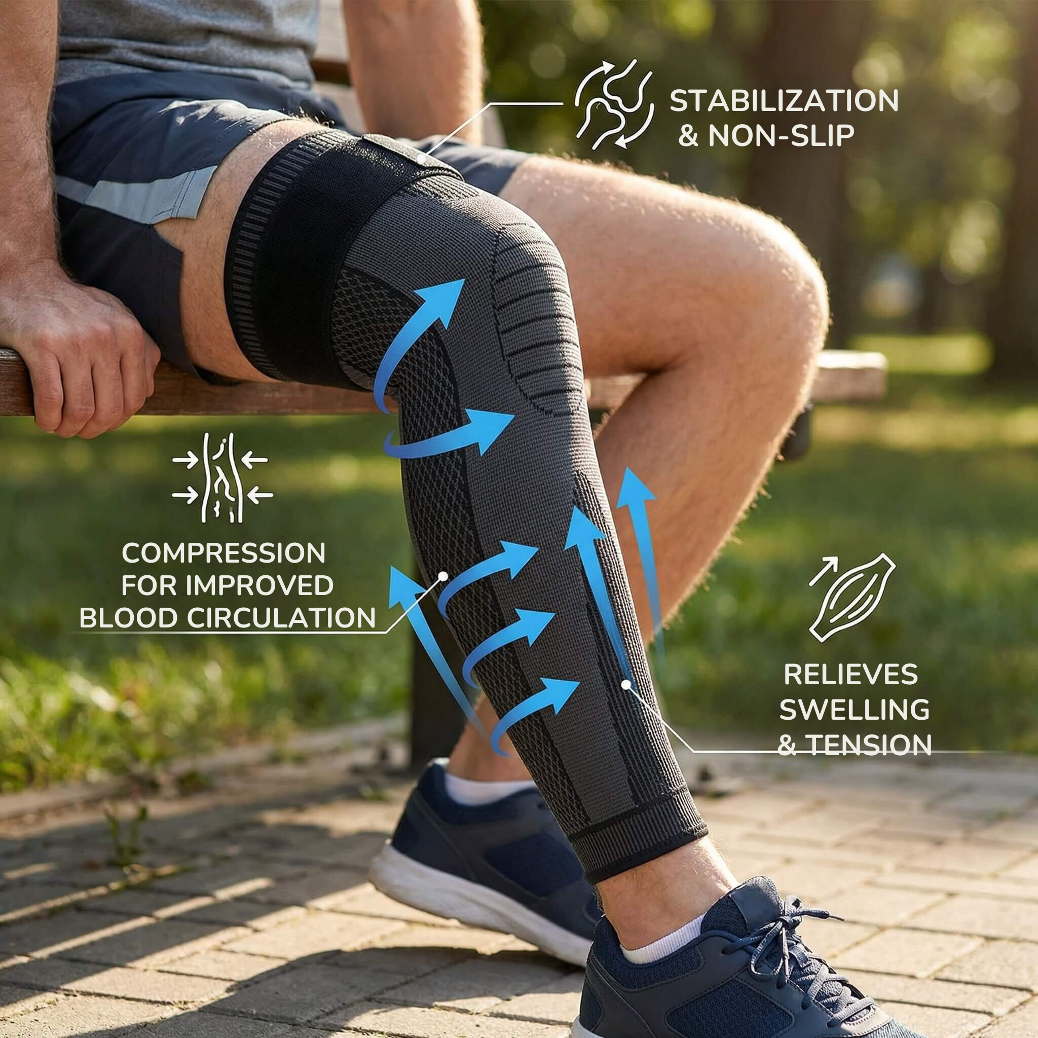 Kniebandage mit Kompression | Stabiler Halt | Atmungsaktiv und Rutschfest | Stabilon