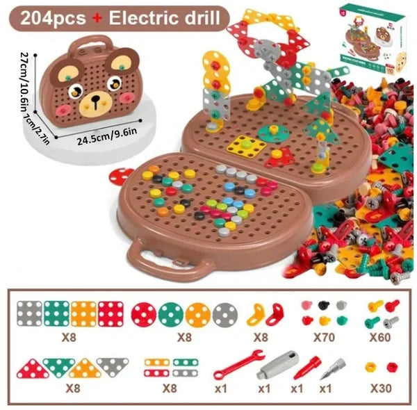 Montessori stavebná hračka pre deti | stavebná sada s vŕtačkou | bez BPA | BuildiBox