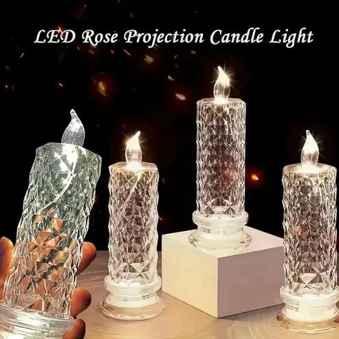 LED-Kerzen Kunststoff, 4er-Set 18 × 7 cm | Facettierter Kristall-Look | Warmweißes Licht, batteriebetrieben & kabellos 6