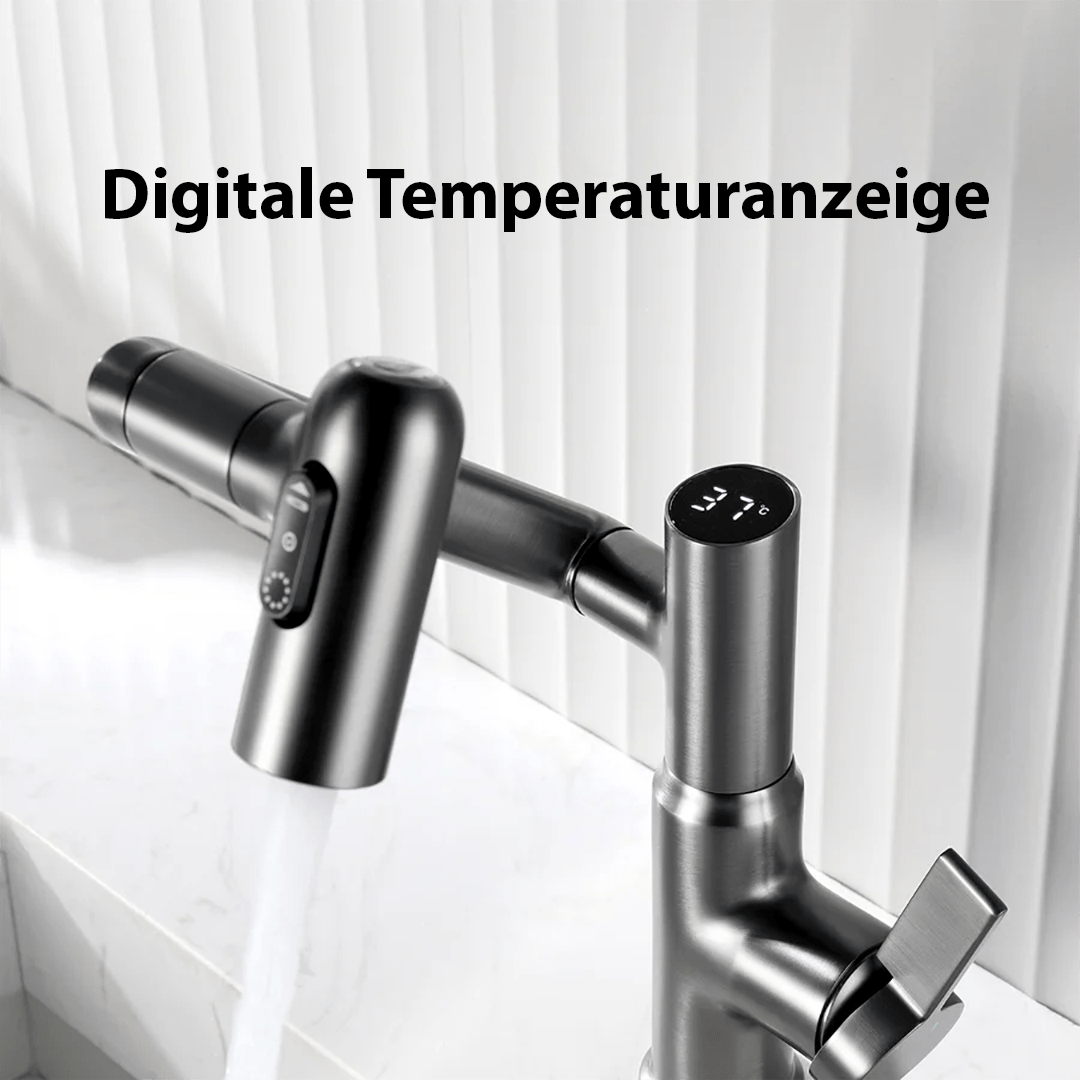 Küchenarmatur 360° Schwenkbar | Temperaturanzeige | Höhenverstellbar | Aquova