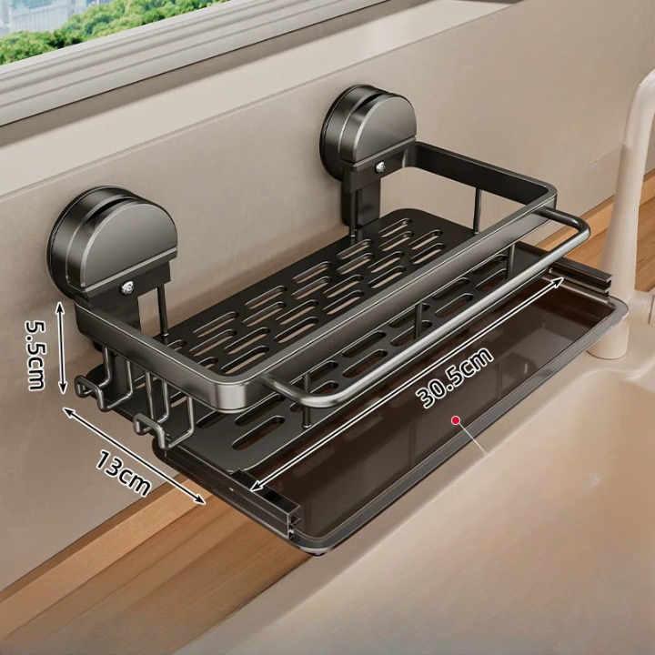 Küchenregal | Starke Saugnapf Montage | Offener Wasserablauf | SnapShelf