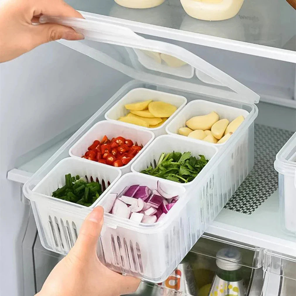 Kühlschrank-Organizer | Ablauf Einsatz gegen Feuchtigkeit | Stapelbare Box | CoolClear