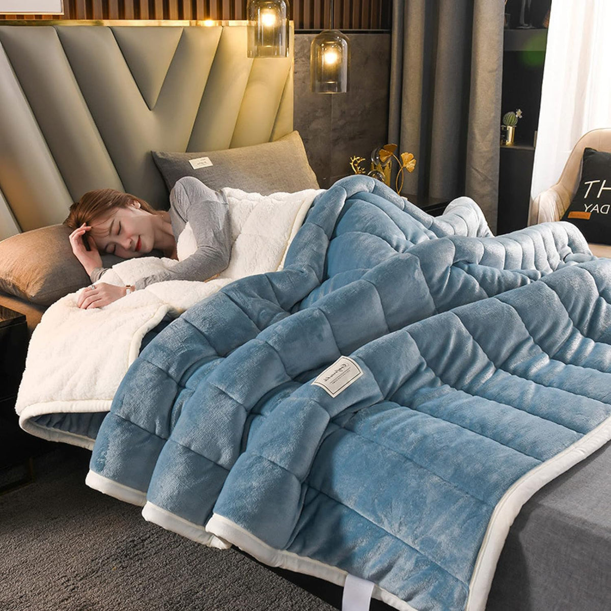 Kuscheldecke Plüsch Fleece 150x200-200x230 cm | Blau, Grün, Rosa u.a. | Extra warm & maschinenwaschbar ohne Strom 7