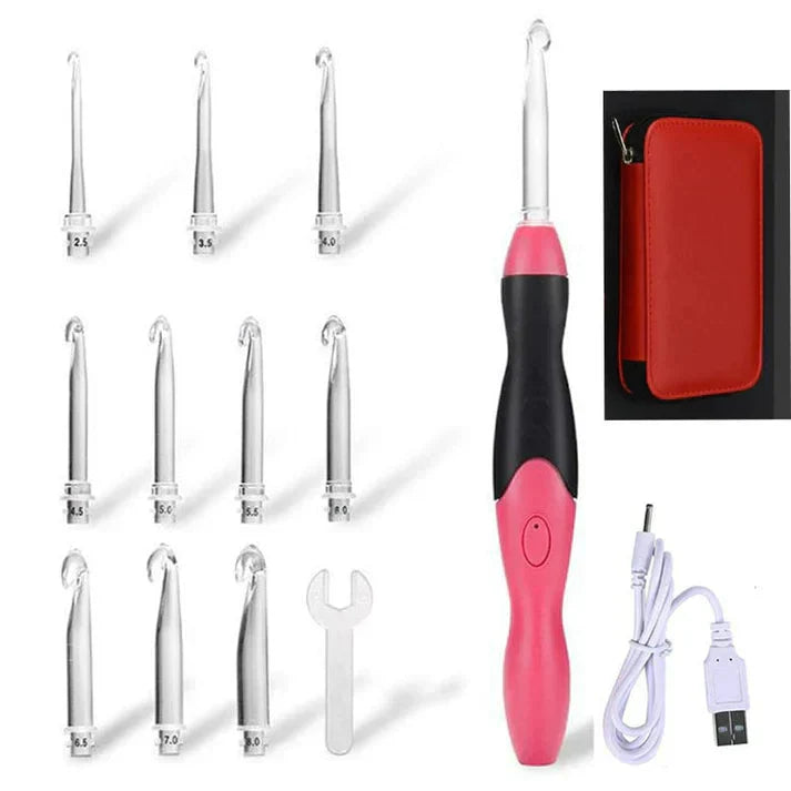 LED-Häkelnadel-Set | Beleuchtete Spitze | Austauschbare Köpfe | LumiStitch