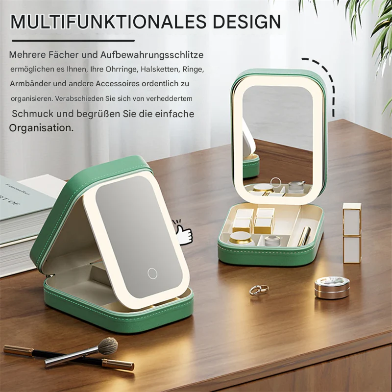 LED Kosmetikspiegel Box | 3 Lichtmodi | Organizer & Reiseetui | Touchsteuerung | VanityBox