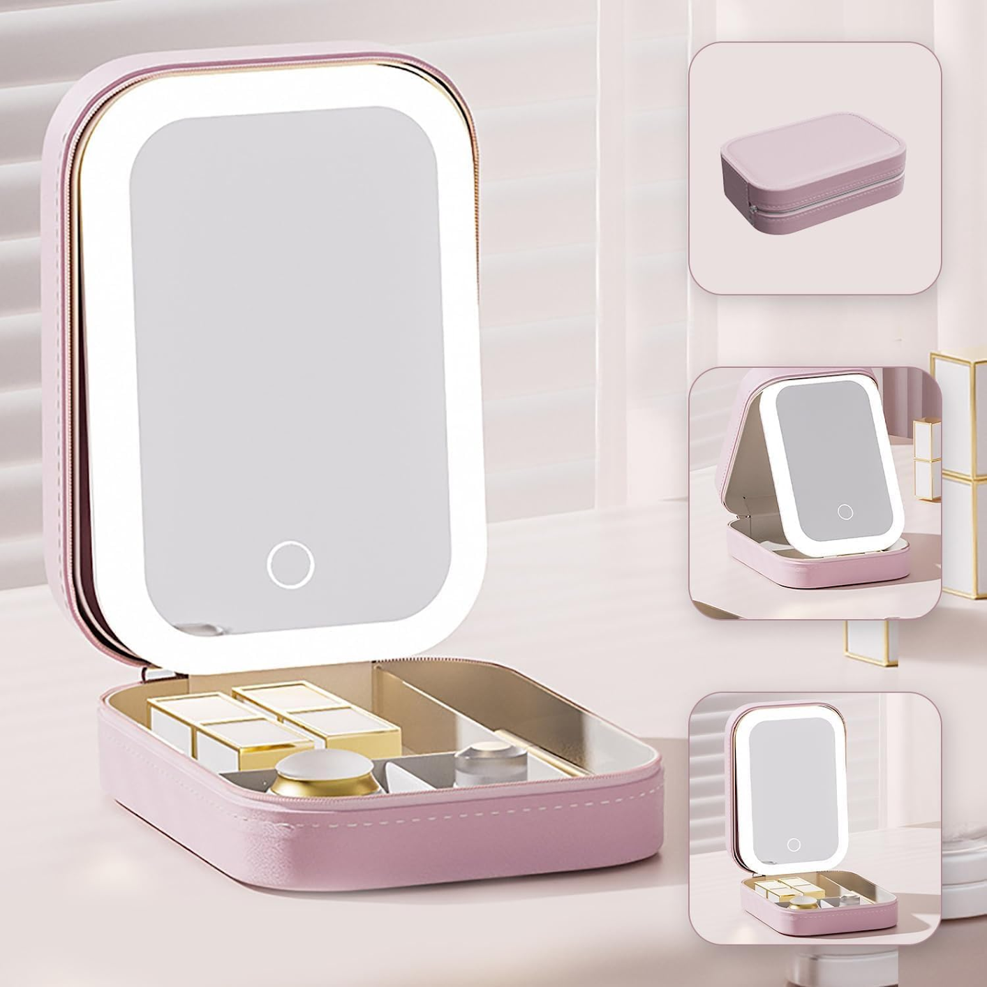 LED Kosmetikspiegel Box | 3 Lichtmodi | Organizer & Reiseetui | Touchsteuerung | VanityBox