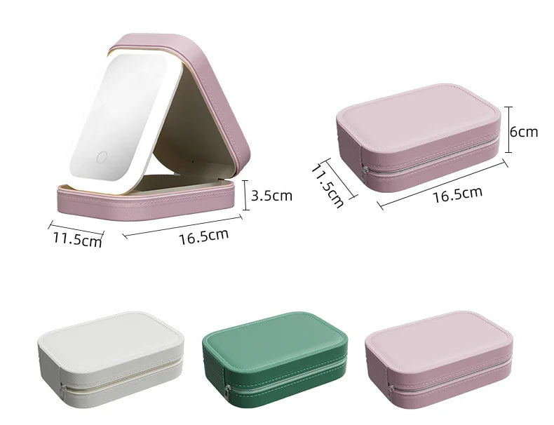 LED Kosmetikspiegel Box | 3 Lichtmodi | Organizer & Reiseetui | Touchsteuerung | VanityBox