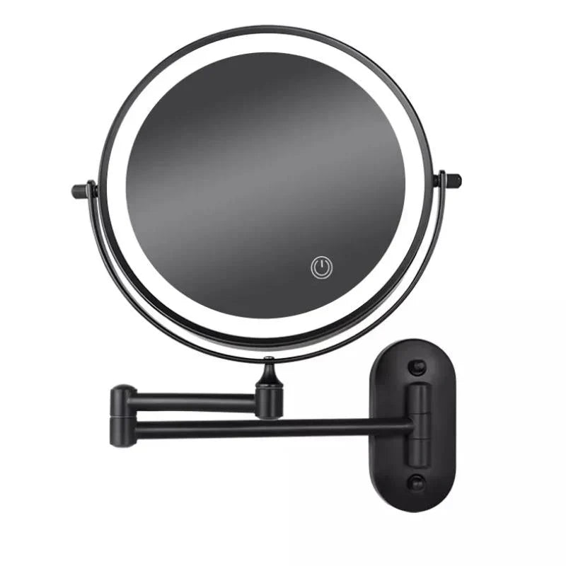 LED-Kosmetikspiegel Wandmontage Ø 20 cm mit Vergrösserung 3x-10x | Silber, Gold, Schwarz | Akku-LED, USB-C Ladefunktion 15