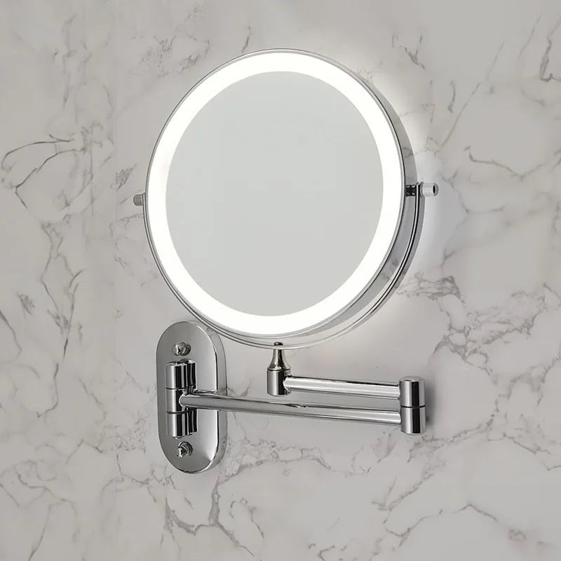 LED-Kosmetikspiegel Wandmontage Ø 20 cm mit Vergrösserung 3x-10x | Silber, Gold, Schwarz | Akku-LED, USB-C Ladefunktion 2