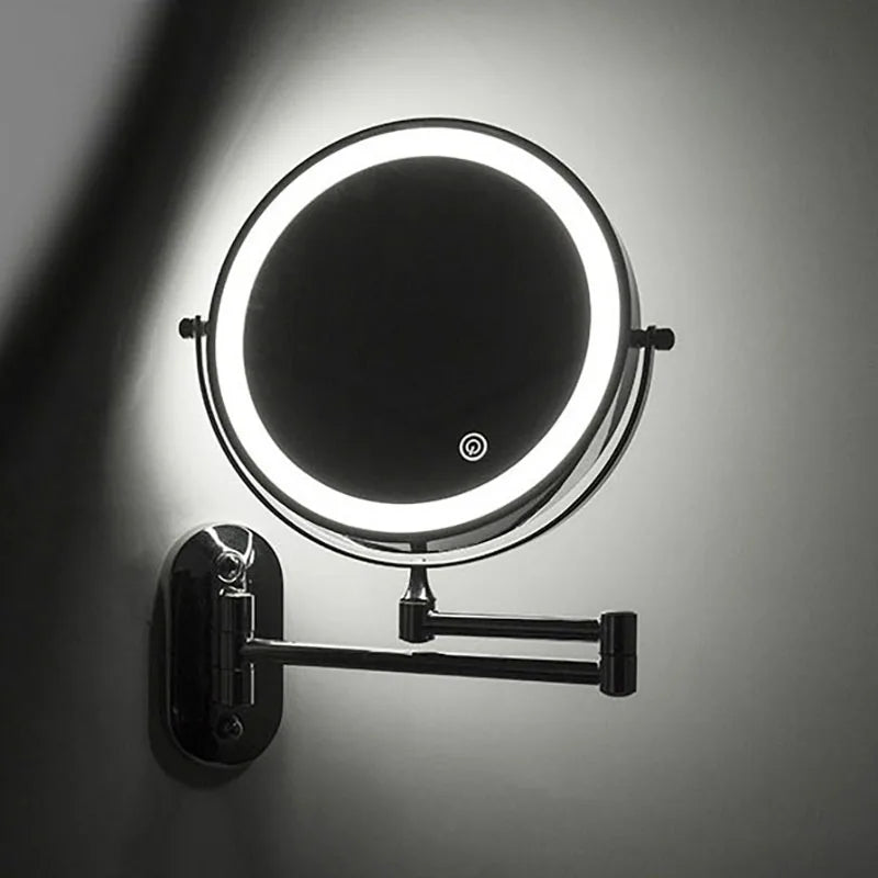 LED-Kosmetikspiegel Wandmontage Ø 20 cm mit Vergrösserung 3x-10x | Silber, Gold, Schwarz | Akku-LED, USB-C Ladefunktion 3