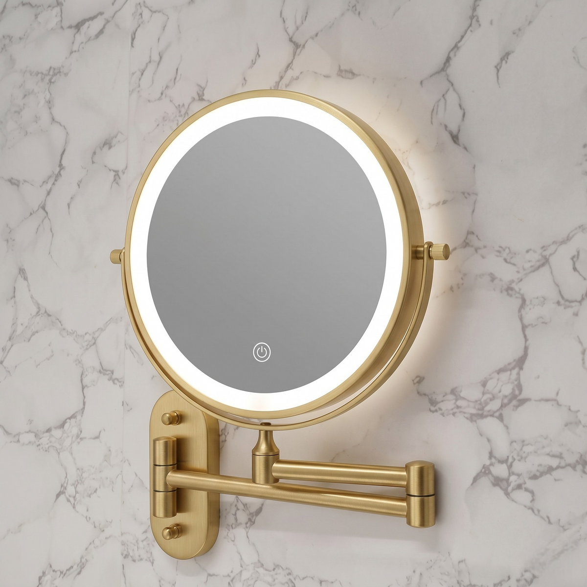 LED-Kosmetikspiegel Wandmontage Ø 20 cm mit Vergrösserung 3x-10x | Silber, Gold, Schwarz | Akku-LED, USB-C Ladefunktion 7