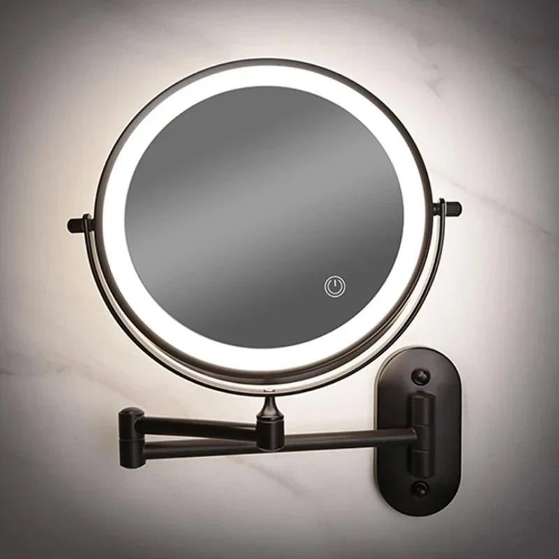 LED-Kosmetikspiegel Wandmontage Ø 20 cm mit Vergrösserung 3x-10x | Silber, Gold, Schwarz | Akku-LED, USB-C Ladefunktion 9