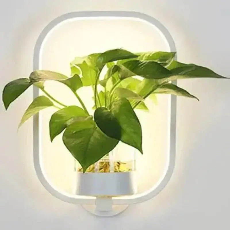 LED-Pflanzen-Wandleuchte mit Glasvase | Warmes Hintergrundlicht | Dekorativer Wandakzent | GlowPlant