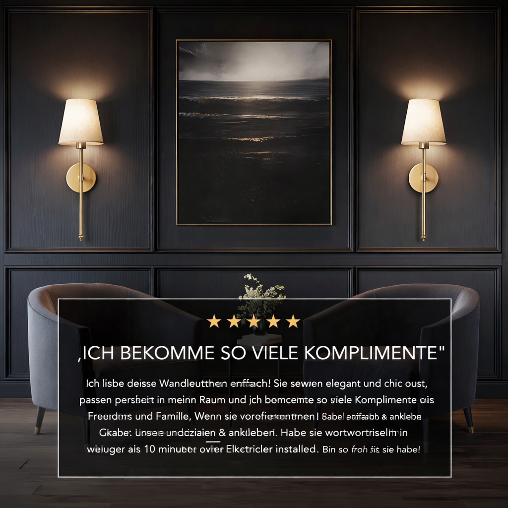 LED Wandleuchte| 3M-Klebemontage | Stoffschirm | 2er-Set | LumiStick Duo