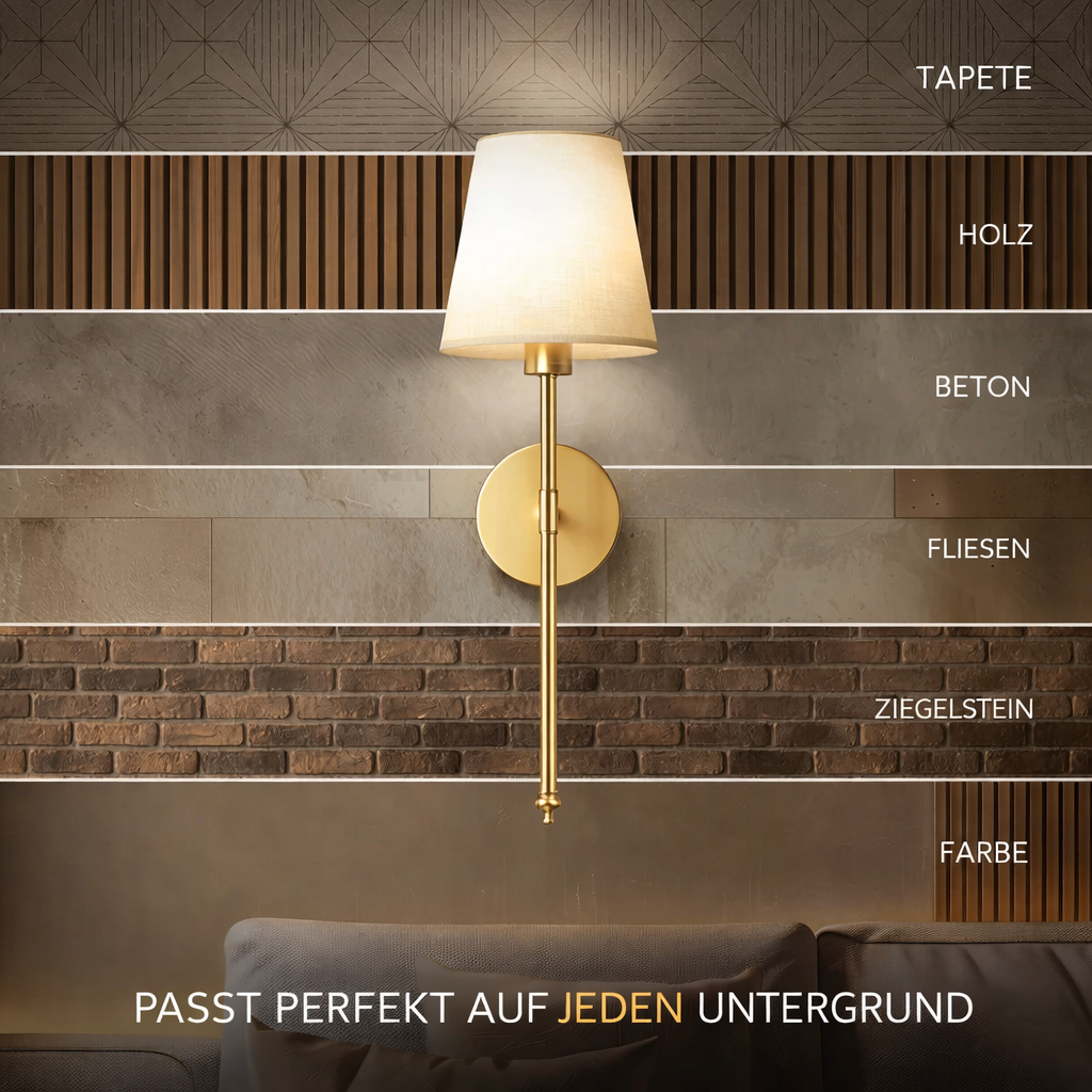 LED Wandleuchte| 3M-Klebemontage | Stoffschirm | 2er-Set | LumiStick Duo