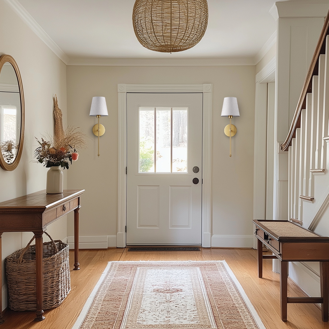 LED Wandleuchte| 3M-Klebemontage | Stoffschirm | 2er-Set | LumiStick Duo