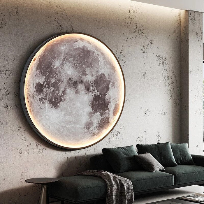 LED-Wandleuchte Mondform 24-80 cm | Realistisches Mondoberflächenmuster | Warmweiss, Kaltweiss, Neutralweiss für Zuhause
