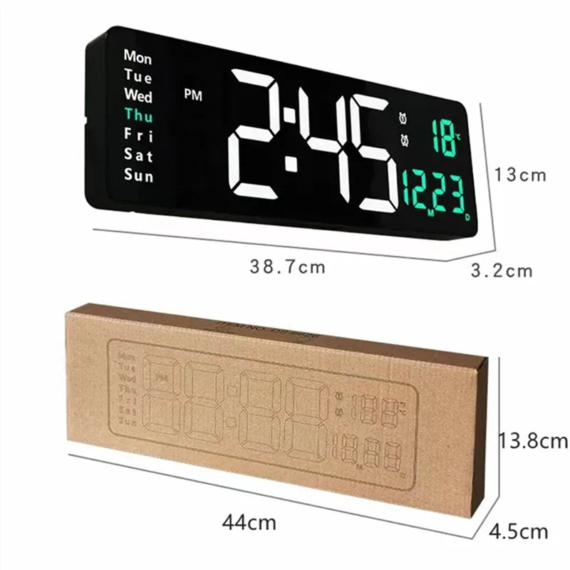LED-Wanduhr mit Timer | Zeigt Uhrzeit, Datum, Wochentag & Temperatur | Gut Ablesbar | TimeView
