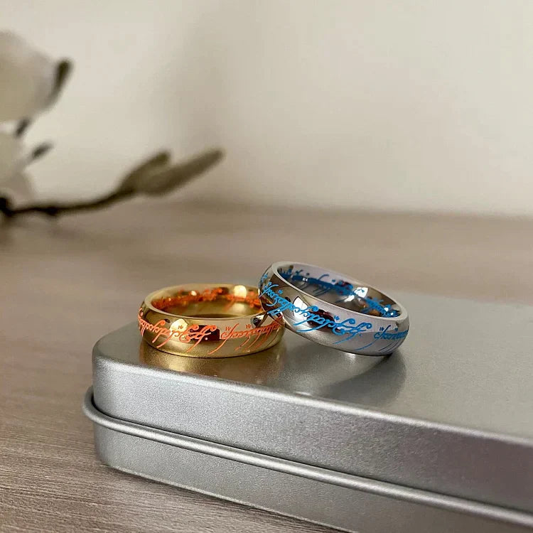 Leuchtring mit leuchtender Elbenschrift | Mystische Rune | Lichtabsorbierender Leuchteffekt | RunenLicht