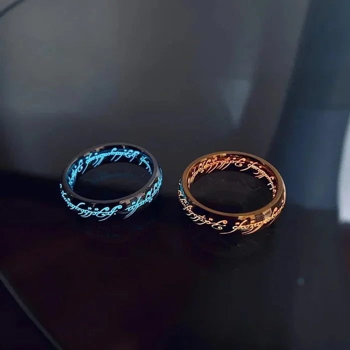 Leuchtring mit leuchtender Elbenschrift | Mystische Rune | Lichtabsorbierender Leuchteffekt | RunenLicht