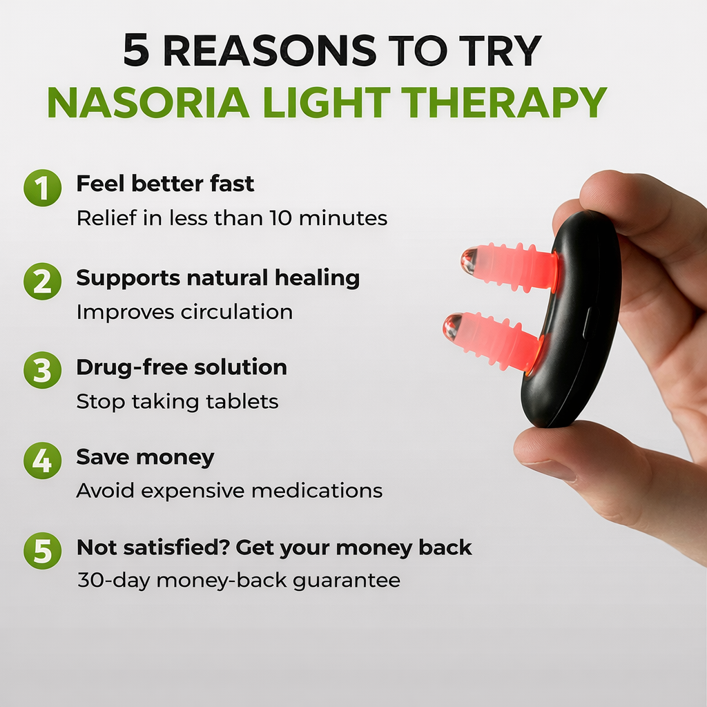 Lichttherapie | Nasenlichtgerät | Kabellos mit Autoabschaltung | Nasoria