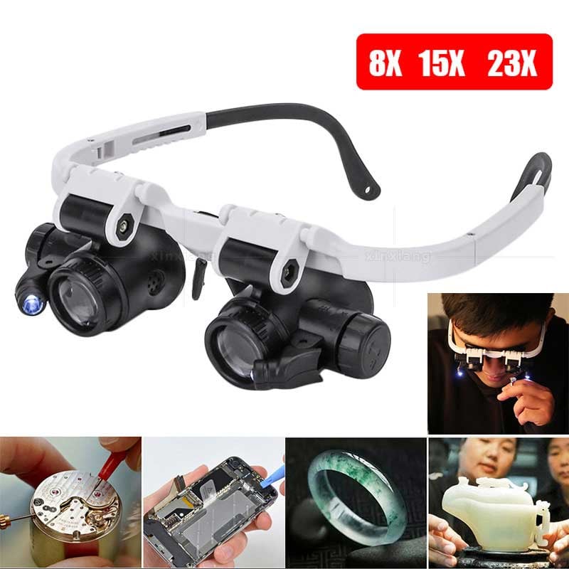 Lupenbrille mit LED | 8x 15x 23x Vergrößerung | Freihändig | MicroSight