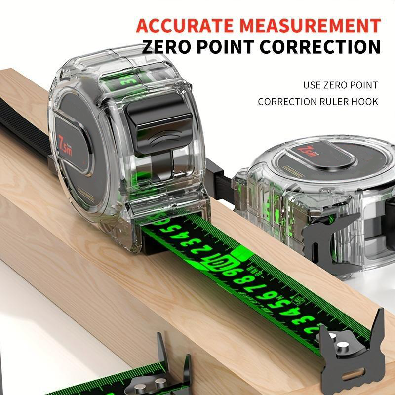Maßband mit Leuchtband | Beidseitige Lasergravur | Selbstjustierender Haken | TrueLine