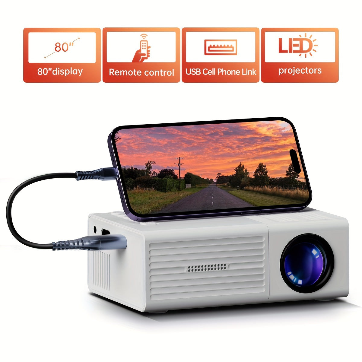 Mini-Projektor | Handy-Anschluss | Großes Bild | ClarityBeam