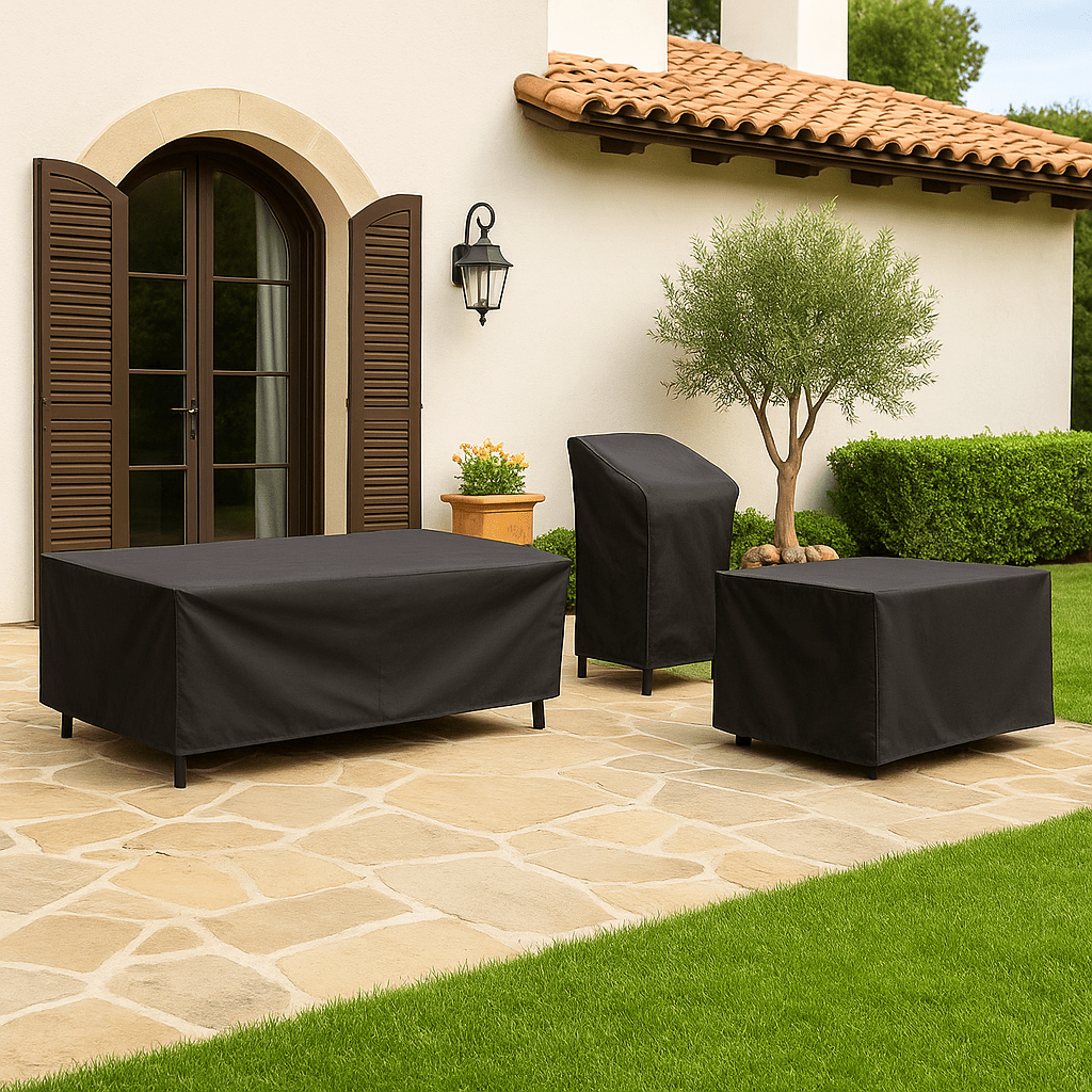Möbelabdeckung Polyester Wasserdicht | Schwarz oder Silber, 12 Größen 80–152 cm | UV- und Frostschutz für Gartenmöbel 2