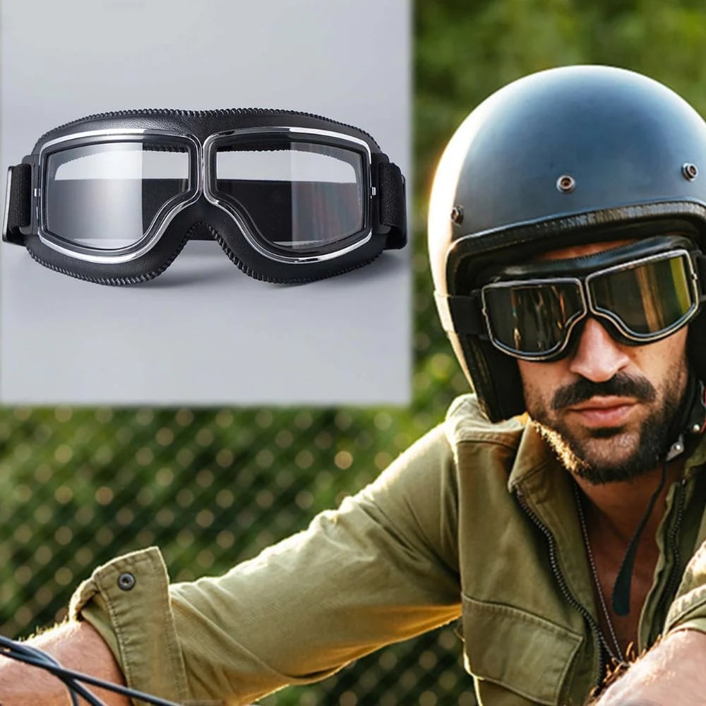 Motorradbrille | UV-Schutz | Stoßfest & Verstellbar | RetroGoggles