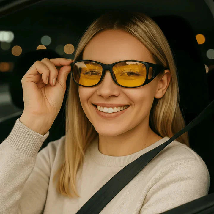 Nachtfahrtbrille | Blendschutz | Blockiert vollständig seitliches Licht | DriveClear