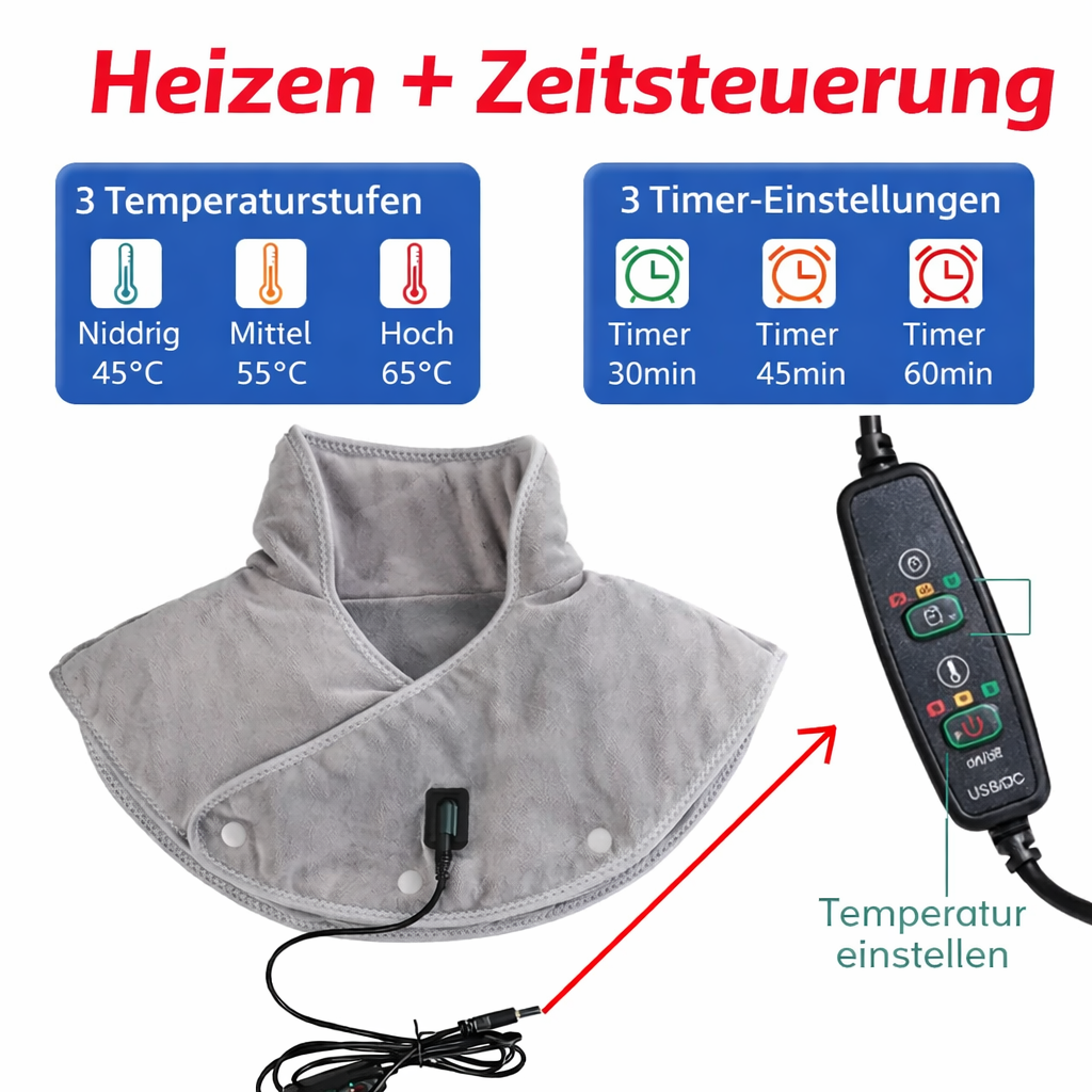 Nackenmassage | Schulter Massagekissen | Wärme und Vibration | ThermoLiva