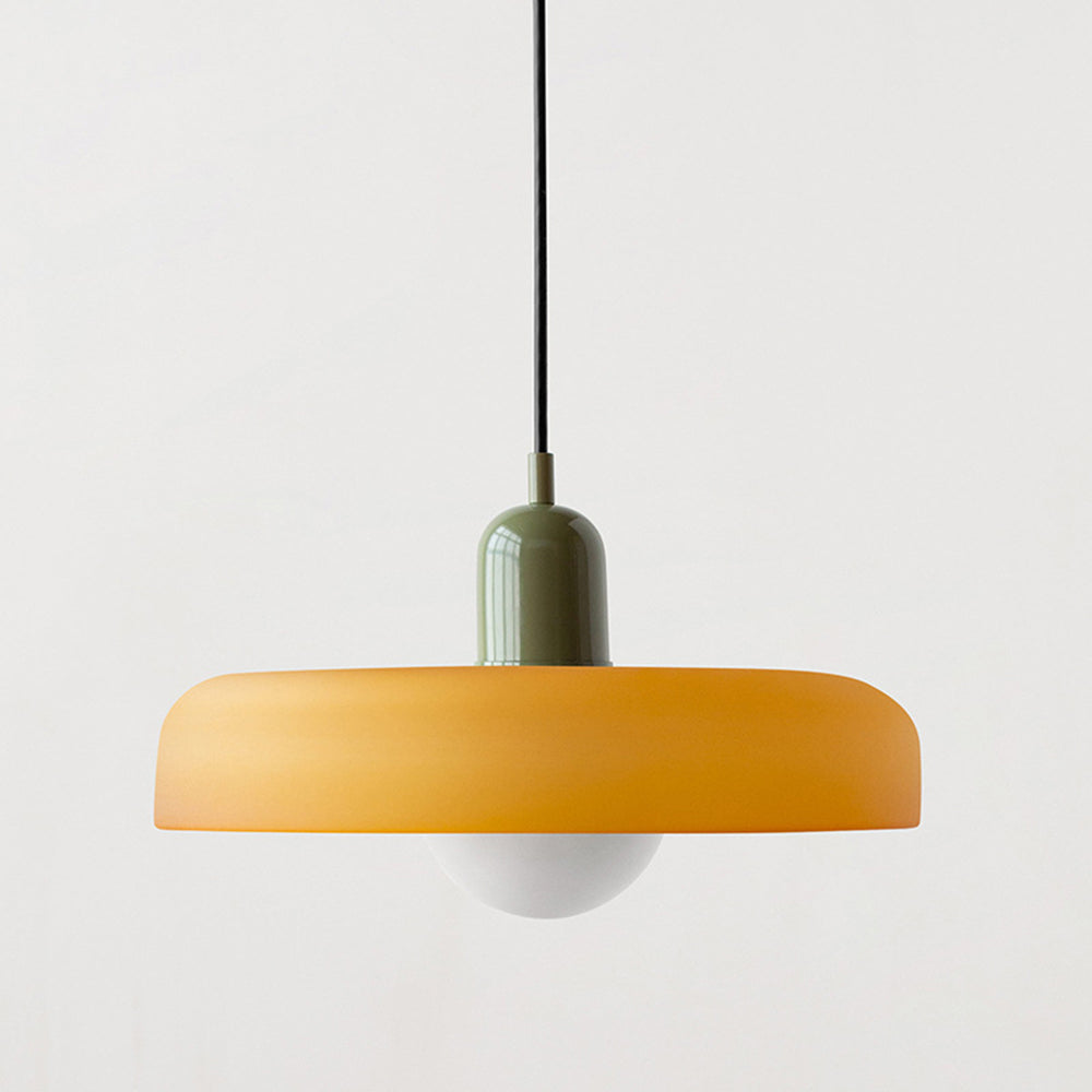 Glas-Pendelleuchte Bauhaus-Stil | Rundes Buntglas mit verstellbarer Hängehöhe | Ideal für Wohnzimmer, Küche und Flur 26