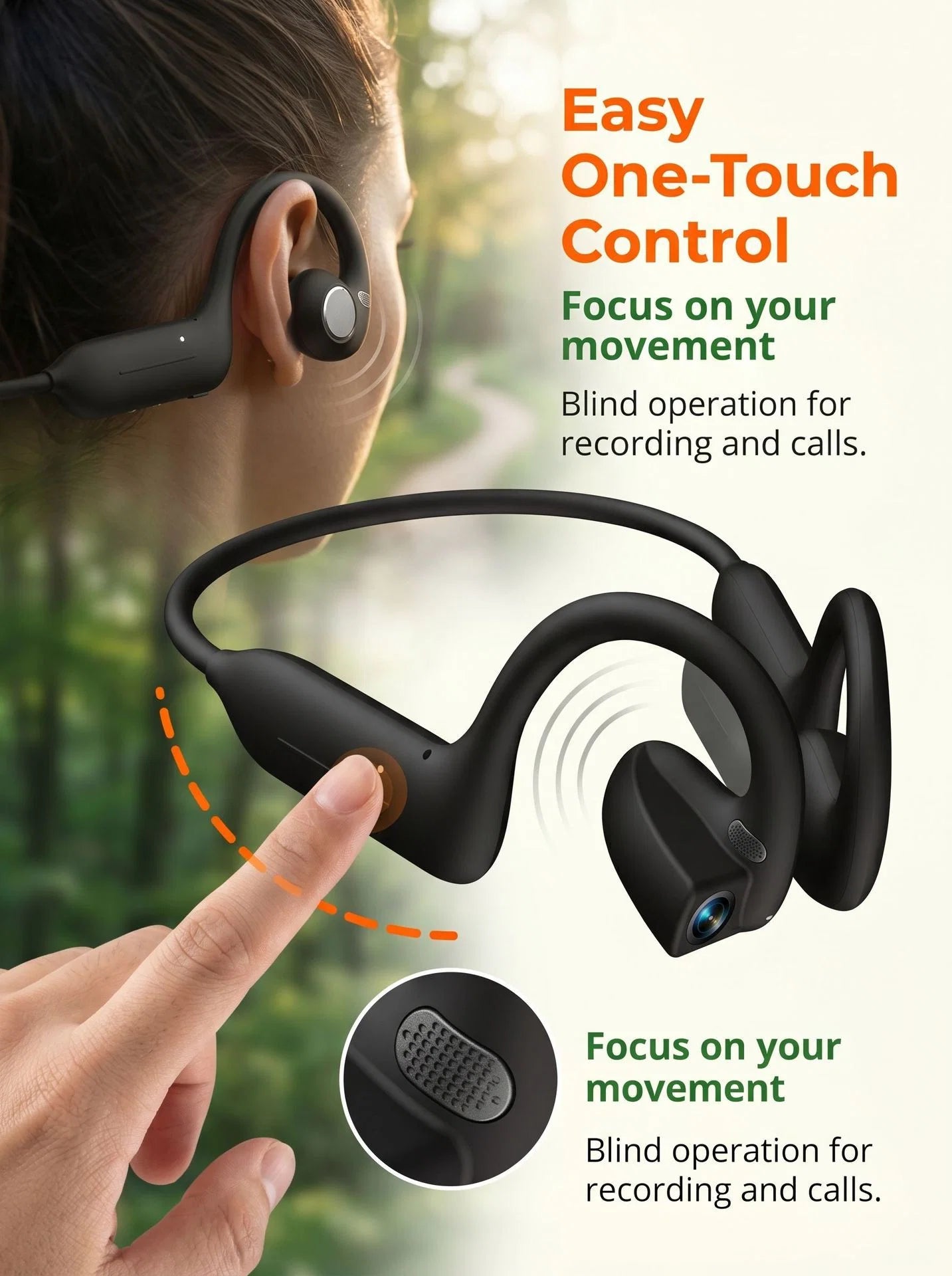 Auriculares de traducción Smart-Vision | Con cámara de 8 MP | Graba con las manos libres | RideLens