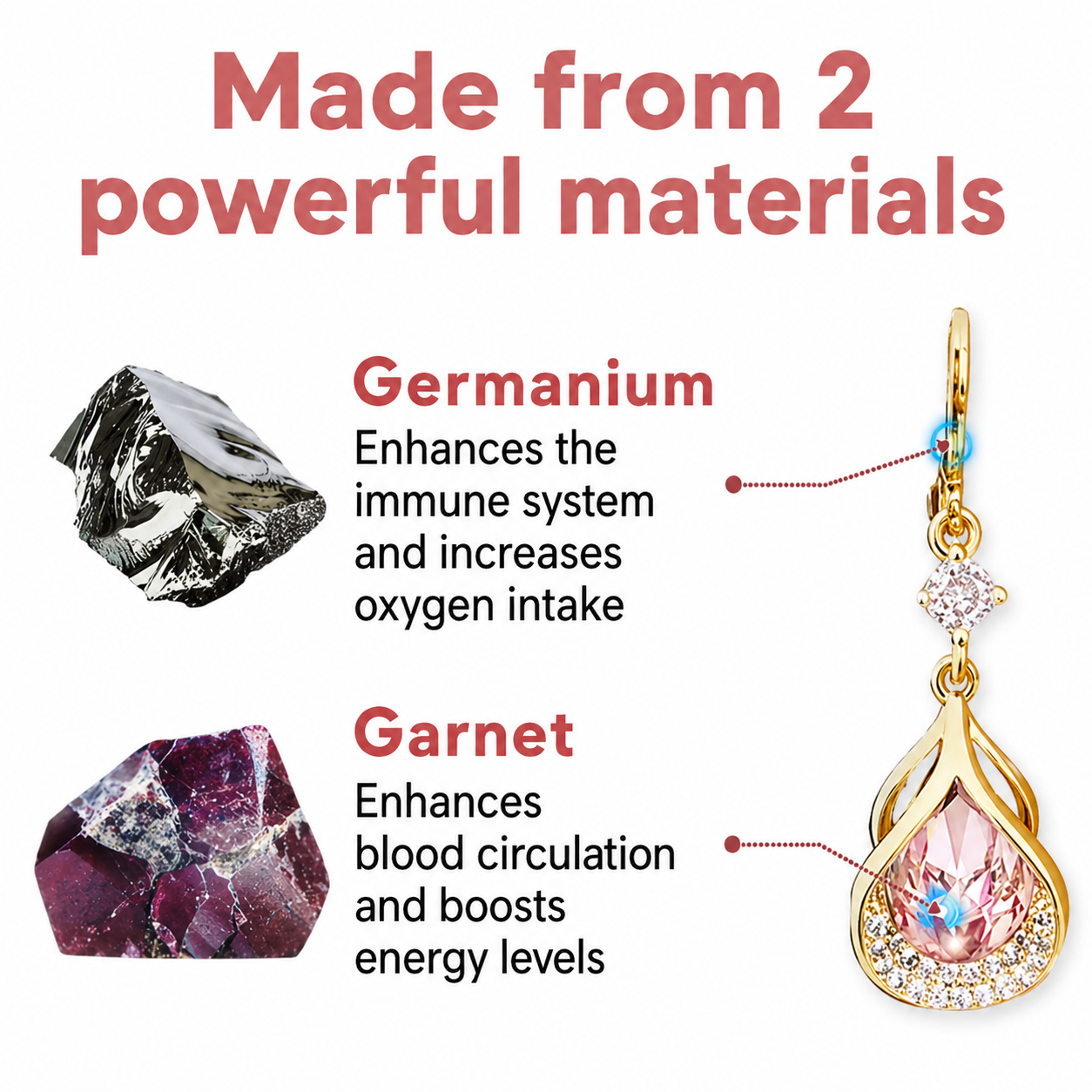 Ohrringe | Germanium & Granat | Magnetische | VitalFlow