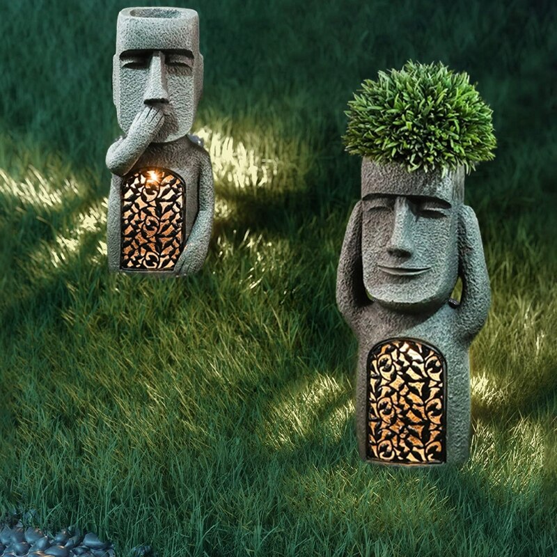 Easter Island Statue Garden Planter | Resin Material | Three Character Variants | Isleglow
