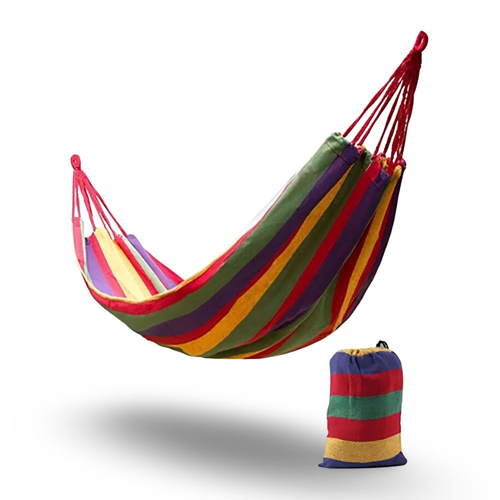 Outdoor Hängematte | Atmungsaktives Baumwollgewebe | Mit Seilen und Tragetasche | CampNest
