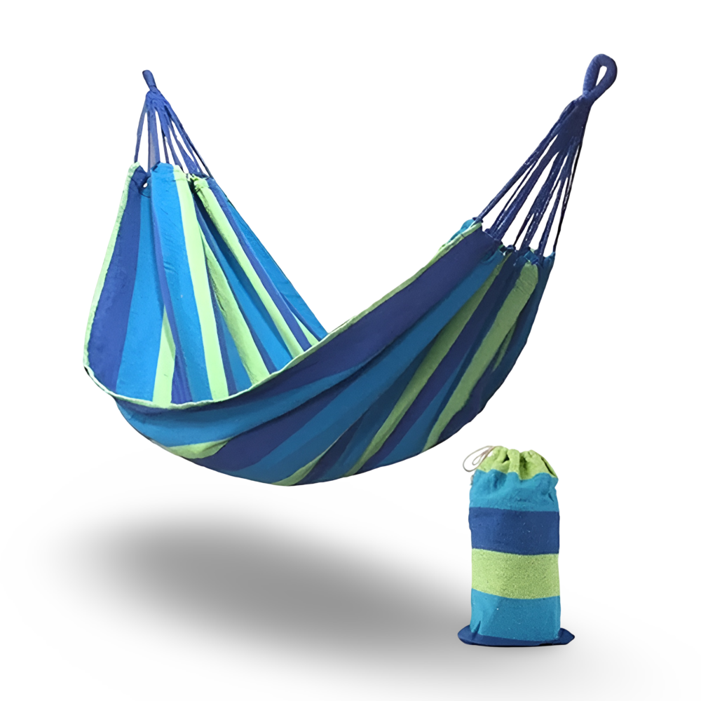 Outdoor Hängematte | Atmungsaktives Baumwollgewebe | Mit Seilen und Tragetasche | CampNest