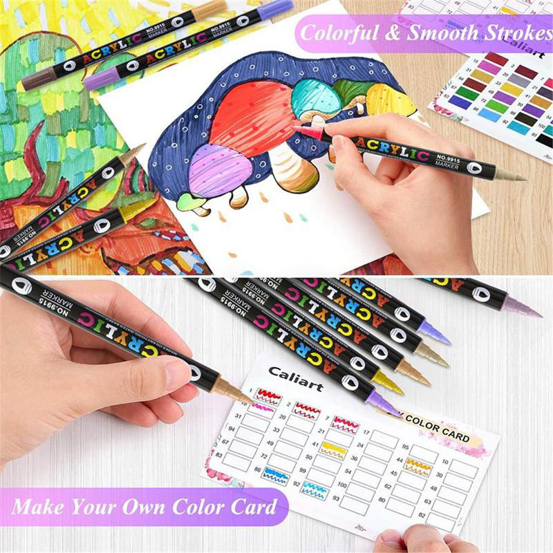 Permanent-Marker Set 24 Stifte (48 Farben) | Haftet auf Holz, Glas, Stoff, Metall | UV-beständig, wasserfest & ungiftig 9