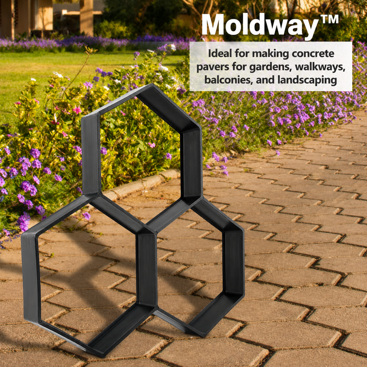 Pfad Bodenform | Beton Hexagon | Wiederverwendbare Pflasterschablone | Moldway