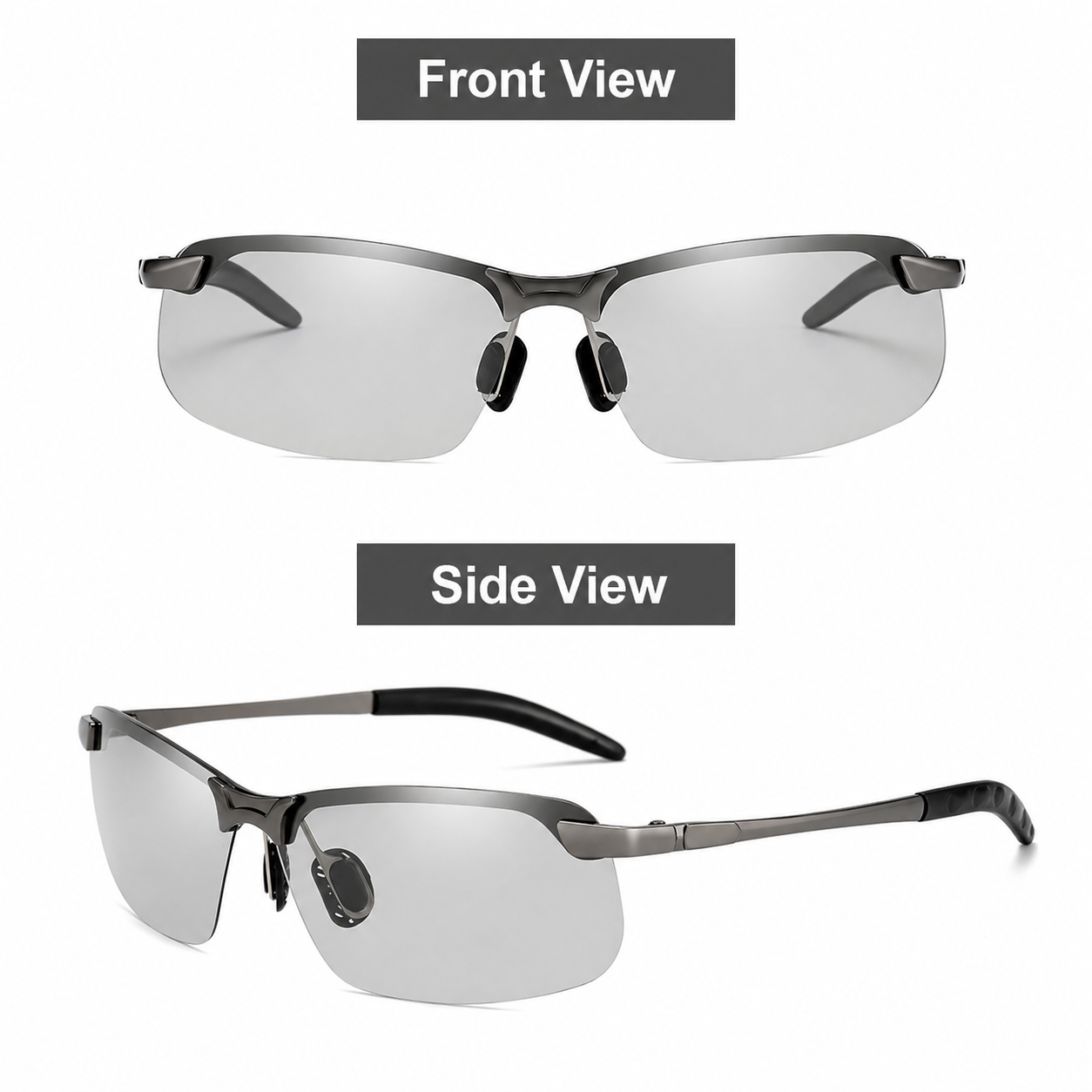 Polarisierende Sonnenbrille Photochrom | UV400 Schutz | Halbrahmen Sportbrille | Clarovex