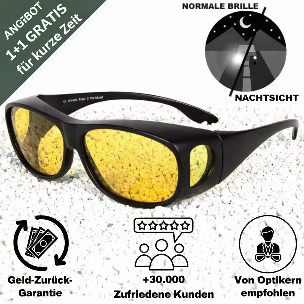 Polarisierte Brille | Anti Blend Kontrastgläser | Bessere Sicht bei Nacht | VisionGuard